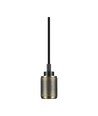 E27 pendeloppheng i bronse aluminium - 1m stoffledning, vertikale striper, max 60W, IP20