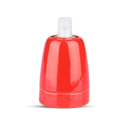 E27 porselenssokkel, rød - Max 60W, Ø4,7cm, til oppheng