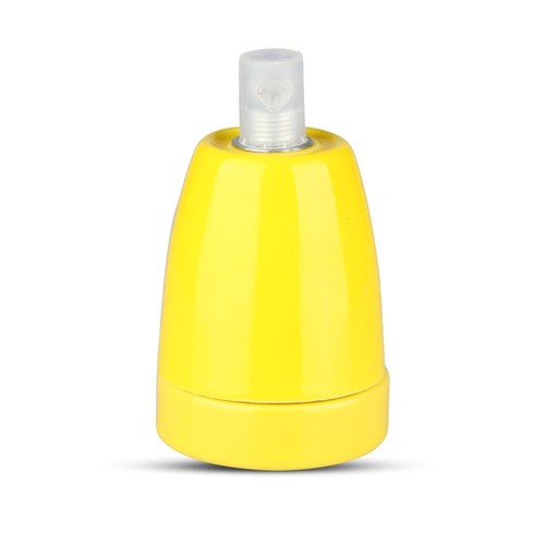 Gul E27 porselensfatning - Max 60W, Ø4,7 x 6,4 cm, IP20 innendørs