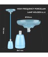 E27 porselensfatningssett, blå - Max 60W, Ø10,5cm, inkl. ledning, pendeloppheng
