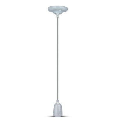 E27 porselensfatning med ledning - Grå, pendeloppheng, max 60W