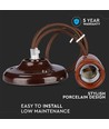 E27 porselen pendeloppheng, brun - Max 60W, Ø4,7cm, 68cm ledning, uten lyskilde