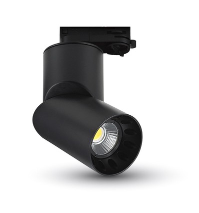 20W LED Skinnespot - 5000K, Sort Hus, Rund.