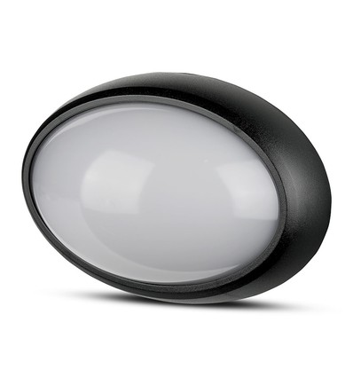 12W oval LED tak/vegglampe - IP54, sort, 3000K, 24,2 x 16,5 cm