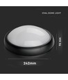 12W oval LED tak/vegglampe - IP54, sort, 3000K, 24,2 x 16,5 cm