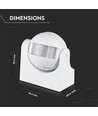 Bevegelsessensor med manuell styring - Hvit, IP44, opptil 300W LED
