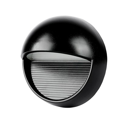 3W LED vegglampe til trapper, rund - IP65, sort, 3000K, 210lm, innfellingsspot til trinn og ganger