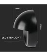 3W LED vegglampe til trapper, rund - IP65, sort, 3000K, 210lm, innfellingsspot til trinn og ganger