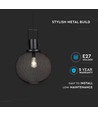 E27 pendel i sort metallnett - Ø30cm, moderne design, uten lyskilde