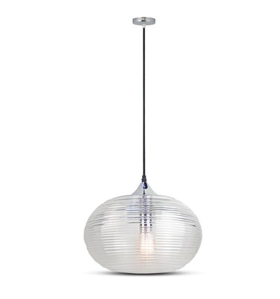 Ø35cm Diamond Cut pendel i glass - Transparent, E27 fatning, max 60W, ekskl. lyskilde