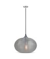Ø35cm pendel med diamantslipt glass, E27 - Sort, metall, max 60W, uten lyskilde
