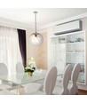 Ø250mm designer pendel i glass - Rund, transparent, E27 fatning, 1m oppheng, 5 års garanti