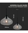 Moderne Glass-Glans-sort glass pendellampe Ø280-E27.