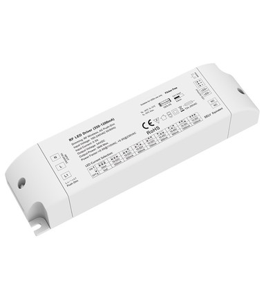 36W / 350mA-1200mA dimbar rWave-driver for LED-panel - 10-52V, Push-dim, RF, flicker free