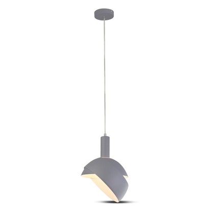 E14 pendeloppheng med grå aluminiumsskjerm - Ø18cm, 1 meter ledning, max 60W, uten lyskilde