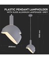 E14 pendeloppheng med grå aluminiumsskjerm - Ø18cm, 1 meter ledning, max 60W, uten lyskilde
