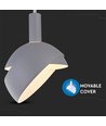 E14 pendeloppheng med grå aluminiumsskjerm - Ø18cm, 1 meter ledning, max 60W, uten lyskilde