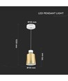7W LED pendellampe - Gull akrylskjerm, Ø12cm, inkl. lyskilde