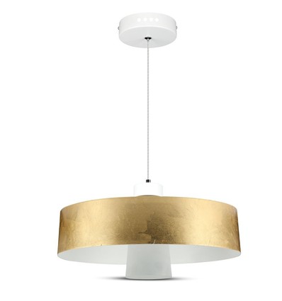 7W LED pendel, Ø34cm - Gull, akrylskjerm, 4000K, inkl. lyskilde