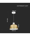 7W LED pendel med gull akrylskjerm - 3000K, IP20, inkl. lyskilde