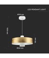 7W LED pendel, gull akrylskjerm - Ø34cm, 4000K, 400lm, IP20