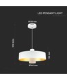 7W LED pendellampe - Ø34cm, hvit akrylskjerm, 400lm, 120 grader, inkl. lyskilde
