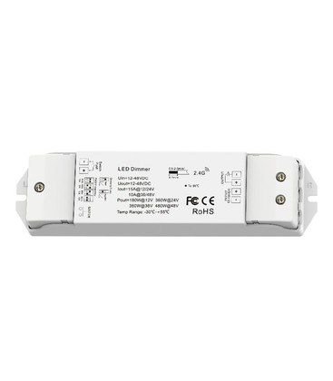 LEDlife rWave trådløs LED dimmer - Push-dim, 12V (180W), 24V (360W), avlastning i begge ender