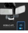 18W LED lyskaster med WiFi kamera og sensor - 6000K, IP44, hvit, utendørs, sikkerhetskamera