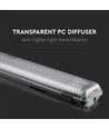 150cm 44W T8 vanntett komplett LED-armatur - IP65, 6400K, 2x22W, kald hvit