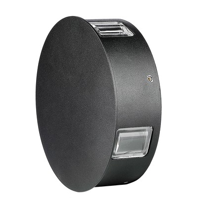 4W rund LED vegglampe - IP65, sort, 3000K, COB LED, inkl. lyskilde