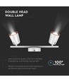 12W LED Vegglampe - 3000K, 2 hoder, hvit