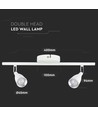 Vegglampe 9W LED (2 hoder) 3000K hvit