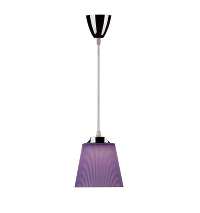 7W LED pendel / taklampe - Krom med lilla skjerm, 4000K, Ø15cm, 90 grader lysvinkel