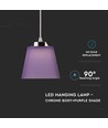 7W LED pendel / taklampe - Krom med lilla skjerm, 4000K, Ø15cm, 90 grader lysvinkel