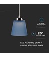 7W LED pendel / taklampe - Ø15cm, 4000K, blå skjerm, krom kropp, inkl. lyskilde