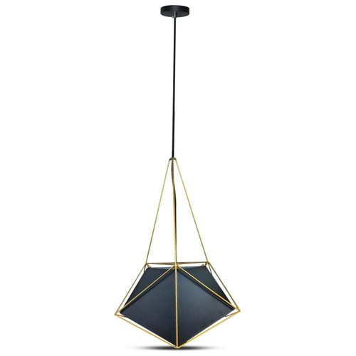 Prism Pendel Lampe E27 - Svart Lampeskjerm med Gullkant, Ø400*540mm