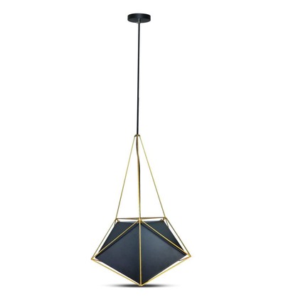 Prism Pendel Lampe E27 - Svart Lampeskjerm med Gullkant, Ø400*540mm