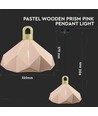 E27 pendel Pastel Wooden Prism - Rosa, Ø32 x 27 cm, uten lyskilde