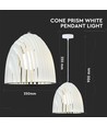 Hvit Cone Prism pendel, E27 - Metall, prismeformet, uten lyskilde, Ø25cm
