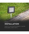 Ø60mm hvit spyd til lyskaster - IP65, aluminium, 26,5cm høyde