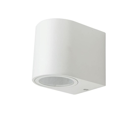 1-veis vegglampe GU10 - aluminium, rund, hvitt hus, IP44