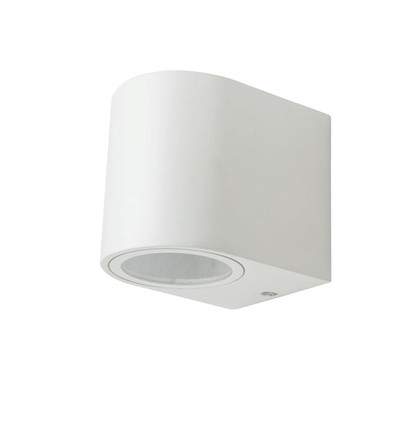 1-veis vegglampe GU10 - aluminium, rund, hvitt hus, IP44