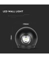 6W LED vegglampe med opp/ned lys - IP65, sort, 3000K, 11,2 x 11,2 cm, inkl. lyskilde
