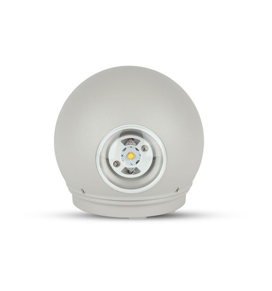 6W LED vegglampe med opp/ned lys - IP65, grå, 3000K, 11 x 5,4 cm, inkl. lyskilde