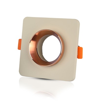 GU10 Firkantet downlight - Off-white med matt rosegull, Hull: 8cm, ekskl. lyskilde og fatning