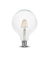 E27 6W LED filament pære - G125, 806lm, 6400K, klart glass, 300°
