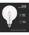E27 6W LED filament pære - G125, 806lm, 6400K, klart glass, 300°