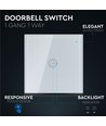 1-trykks touch ringeklokke bryter, hvit - Glass cover, innebygd, IP20 innendørs