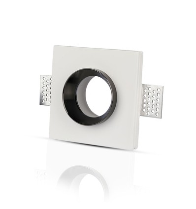 GU10 innbyggingsspot i hvit gips, kvadratisk - 100x100 mm, IP20 innendørs, 5 års garanti