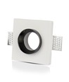 GU10 gips innbyggingsspot, kvadratisk - Hvit + krom, 100x100mm, IP20, 5 års garanti